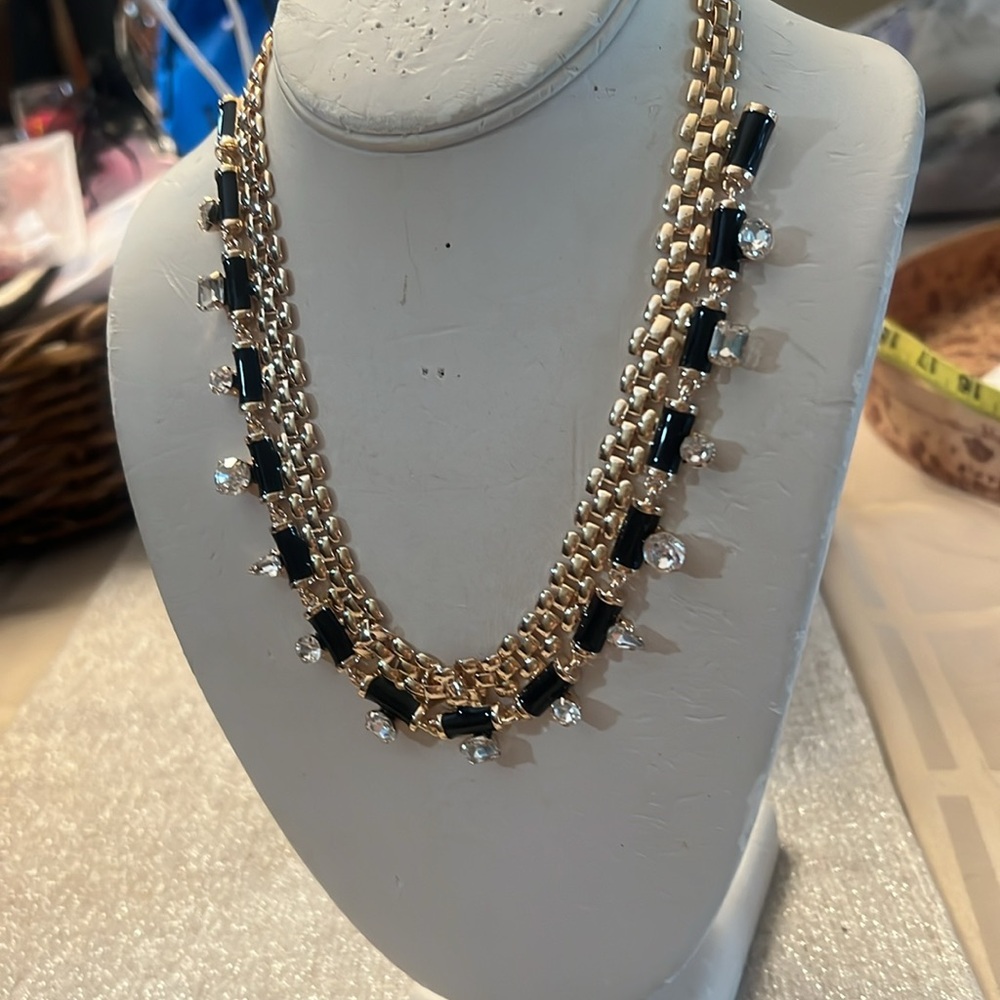 Gemma Layne’s golden chain w black and stones - Picture 2 of 6